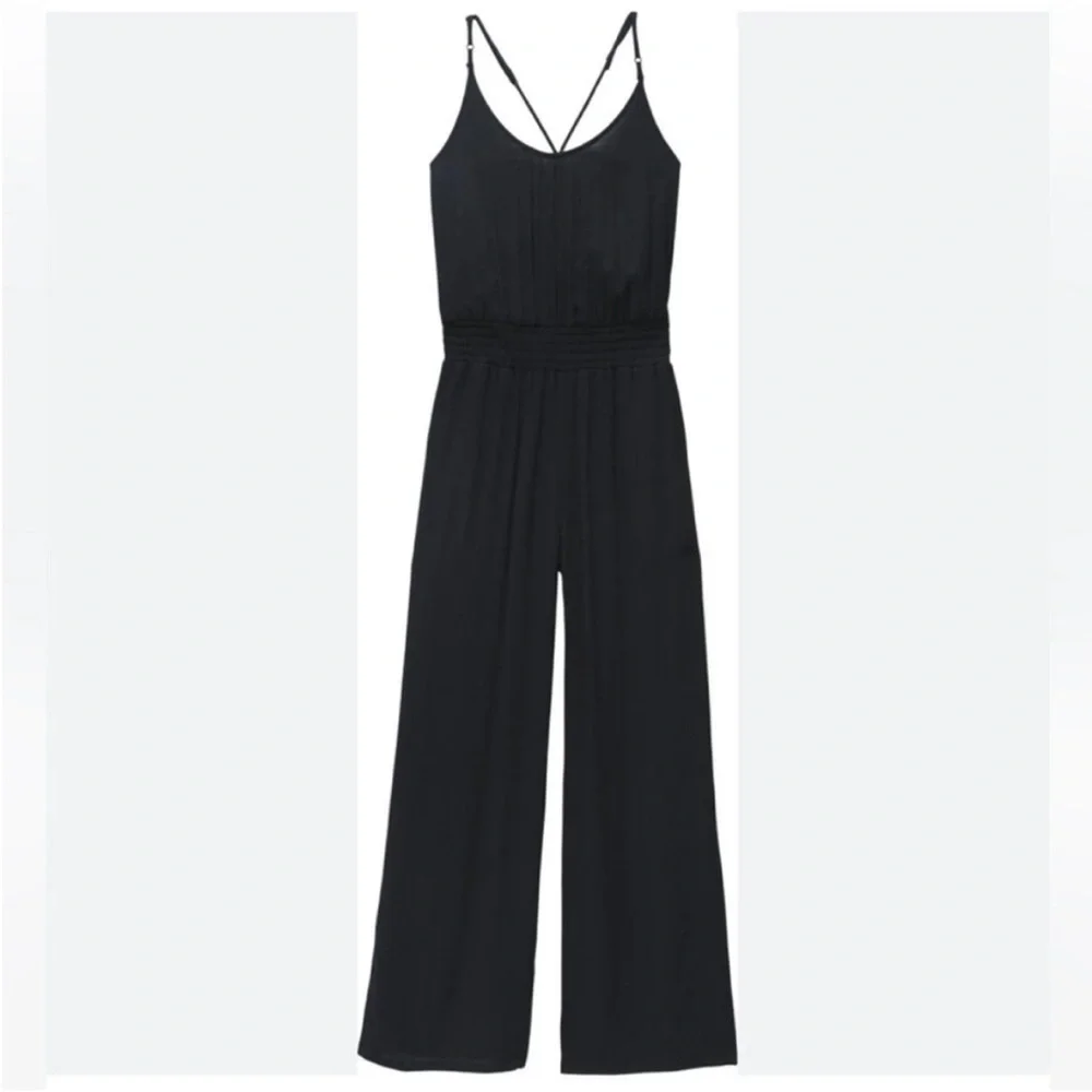 Prana Fernie Wide Leg Jumpsuit Black Size S